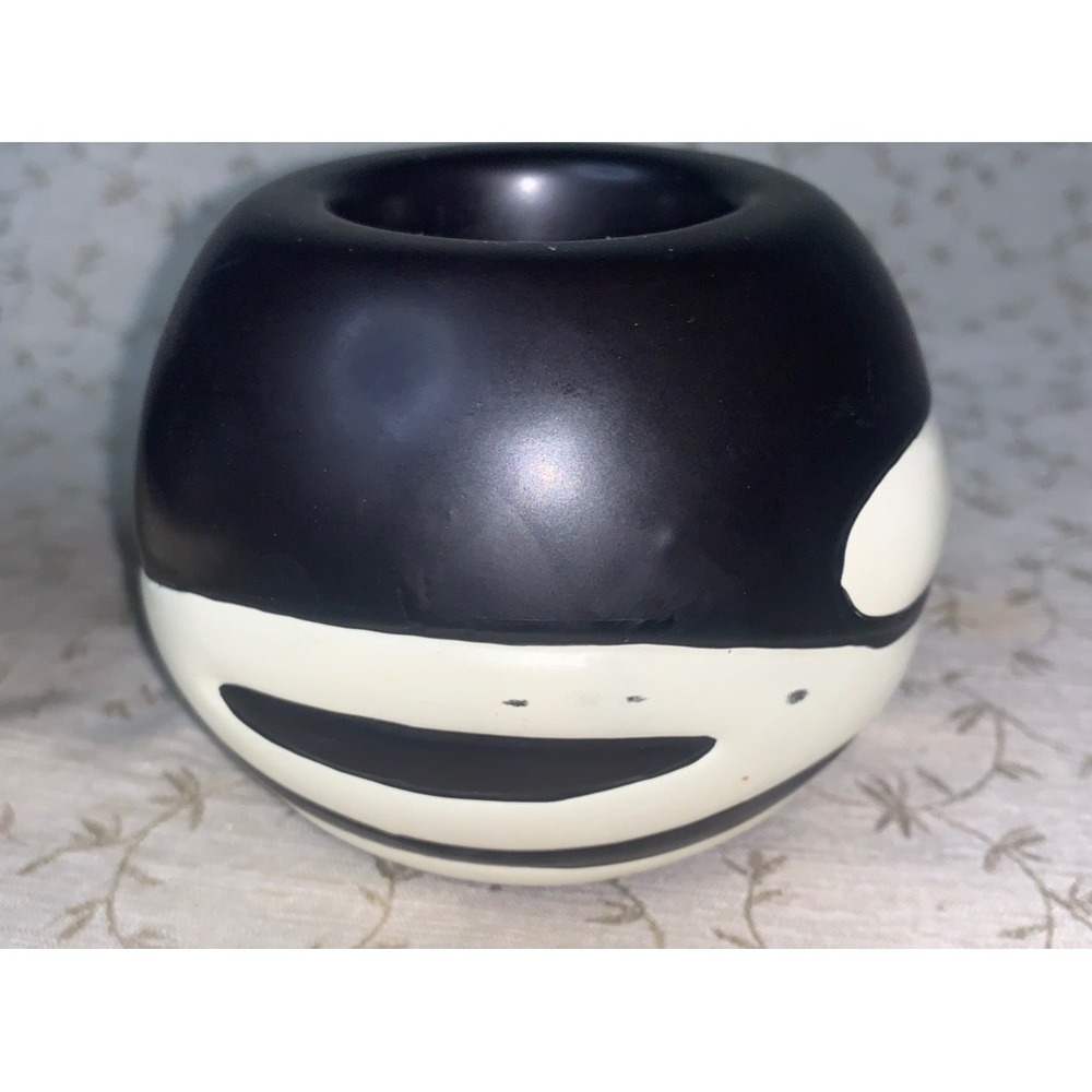 PartyLite African Inspiration Retired Ceramic Candle Holder Set of 2 Black White - Picture 10 of 14
